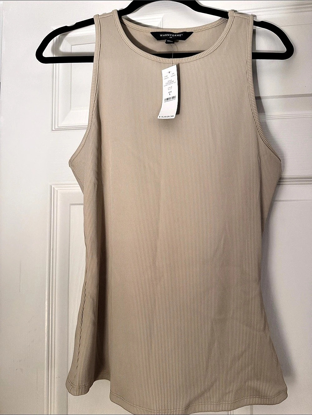 White House Black Market Ribbed Tank Top in Beige NWT